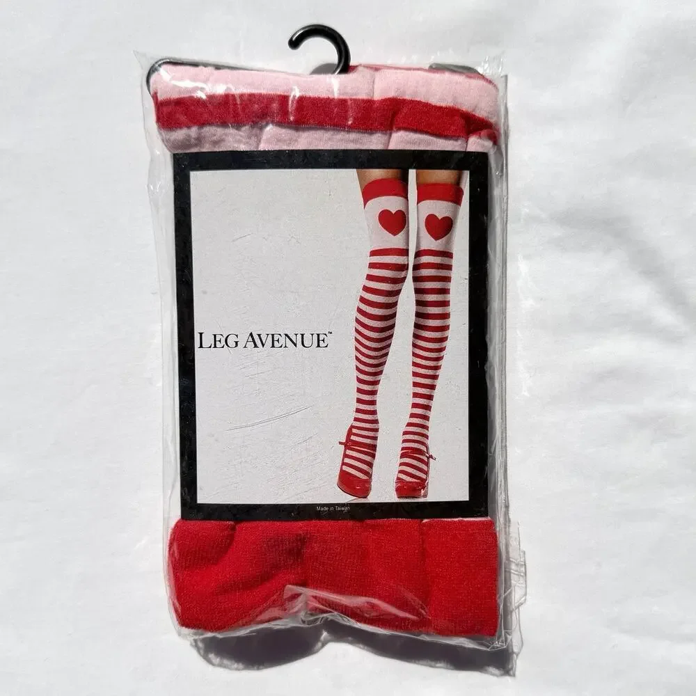 Leg Avenue Sweetheart Thigh Highs Stockings Womens One Size Pink Red Socks